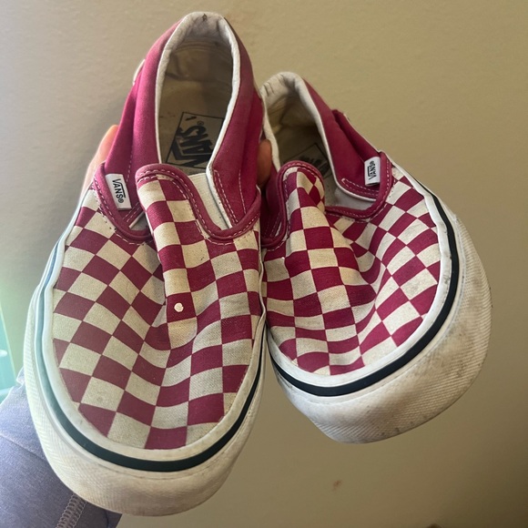 Vans Kids Red and White Checkered Slip-On Sneakers - Picture 2 of 5
